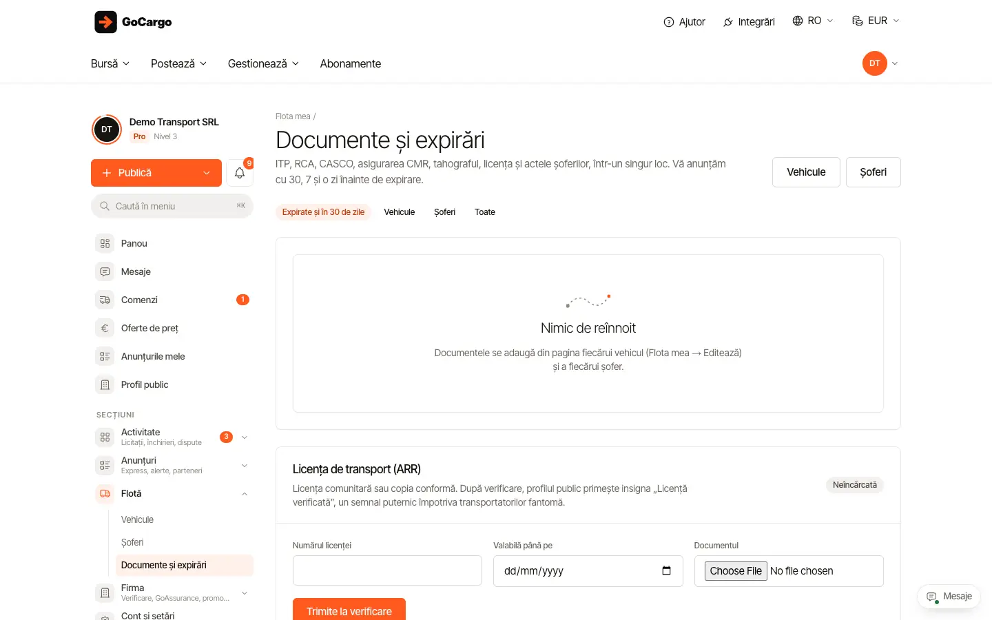 Documente și expirări: tot ce trebuie reînnoit: Deschideți pagina